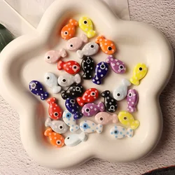 10pcs 18x11mm Cute Fish Shape Ceramic Beads For Jewelry Making Loose Spacer DIY Bracelet Necklace Earring Accessories Beads