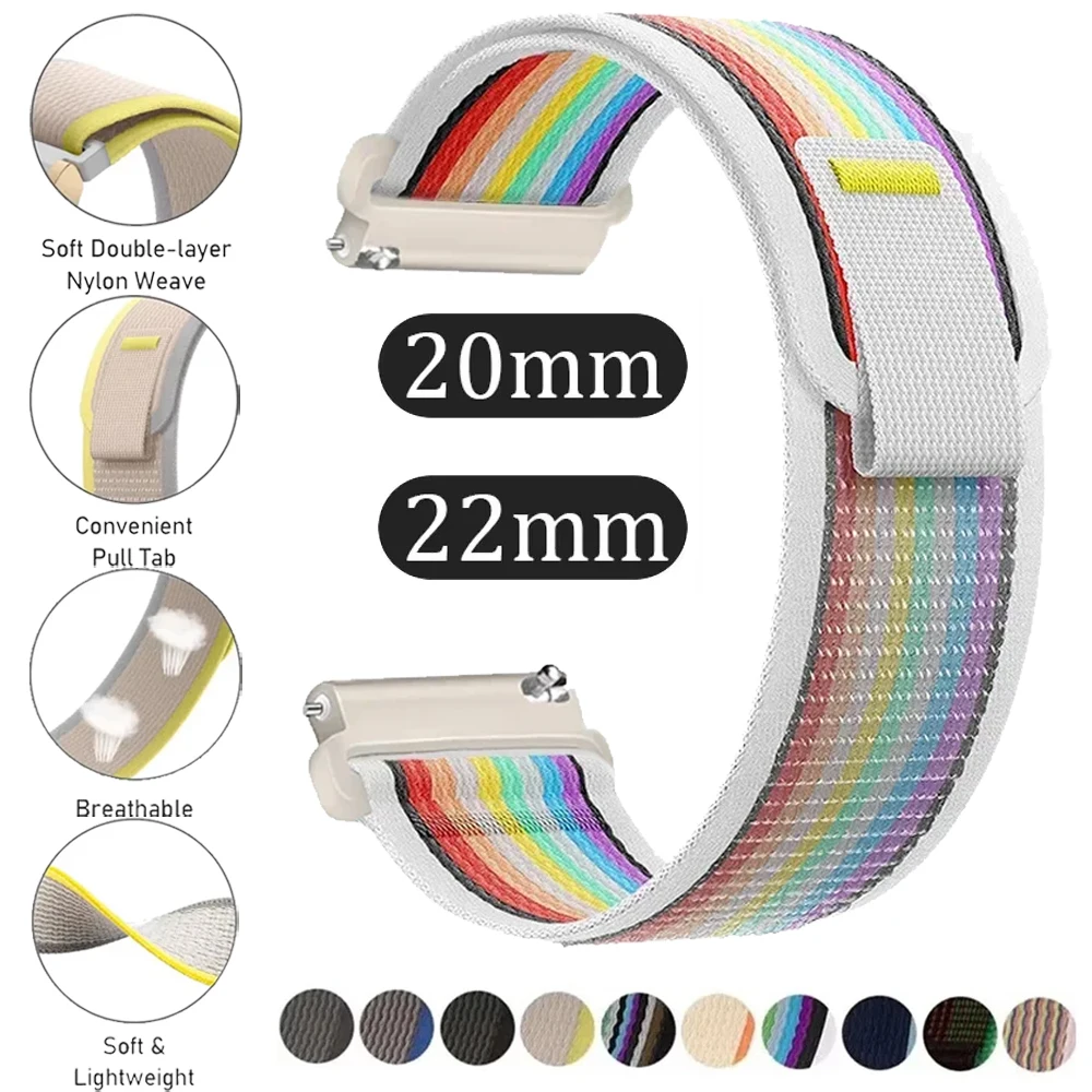 20mm 22mm Trail-Nylon-Armband für Huawei Watch GT7 Pro/GT Runner 2/GT6-5-4/Amazfit Active 3/Helio/Bip Max-6/Balance3 Armband