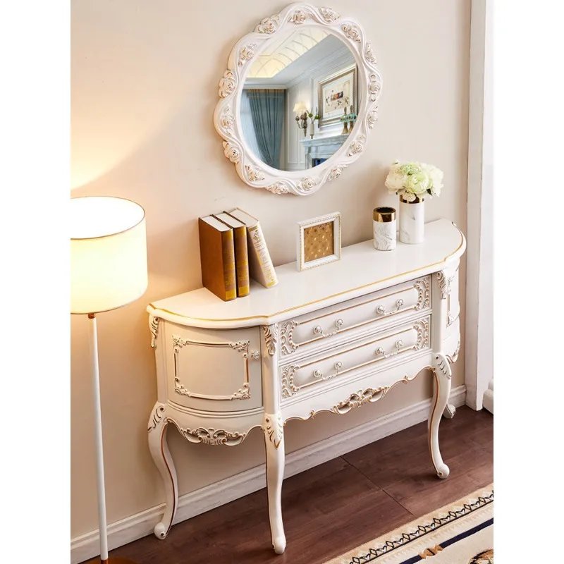 All solid wood European-style entrance cabinet, American-style entrance cabinet with drawers