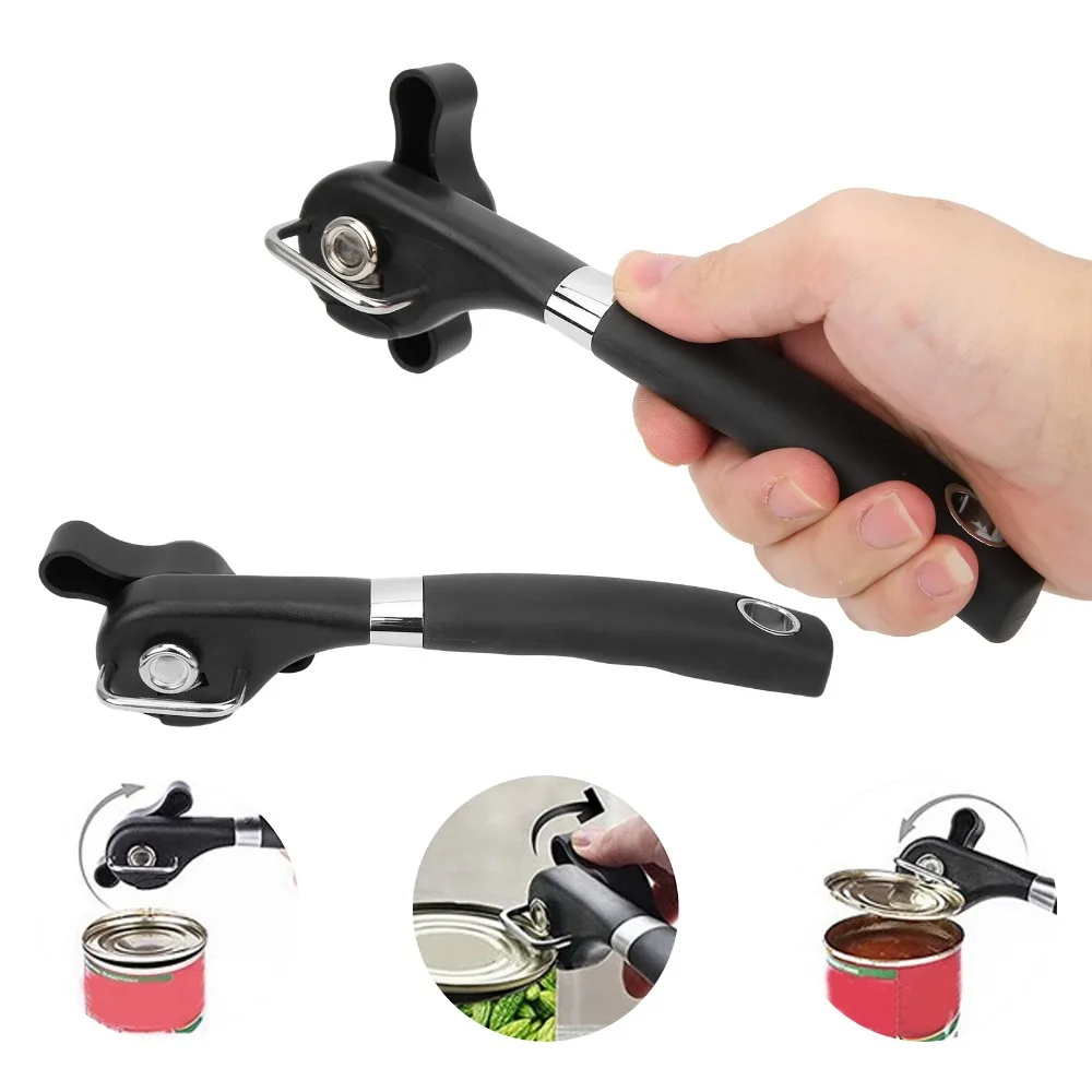 2pcs Food Grade Material Smooth Edge Can Opener Easy Turn Knob No Sharp Edges Manual Handheld Can Opener Soft Ergonomic Grips