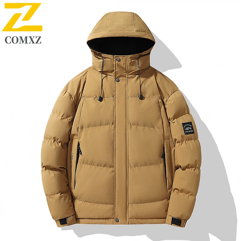 جديد 2025 سترة رجالية عصرية متعددة الاستخدامات سميكة مخملية للحماية من البرد دفء بقلنسوة ملابس شتوية غير رسمية معطف قطني