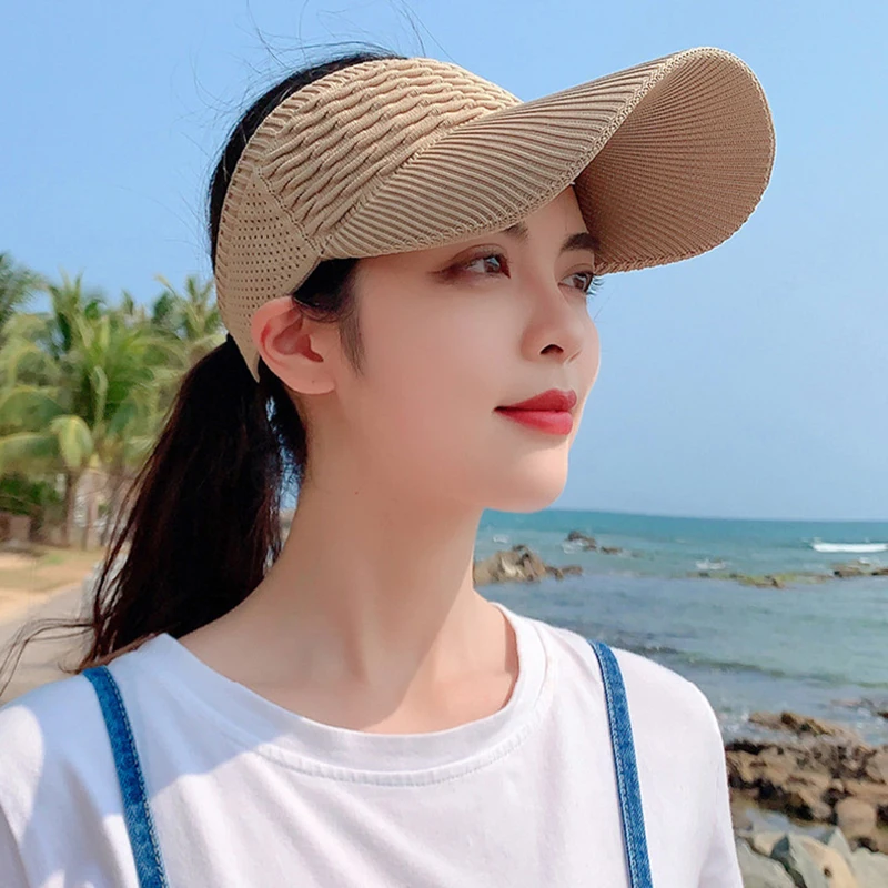 2022 New Women Hollow Out Knit Dome Bucket Hat Wide Brim Foldable Beach Caps Summer Sun Hat Outdoor Baseball Cap