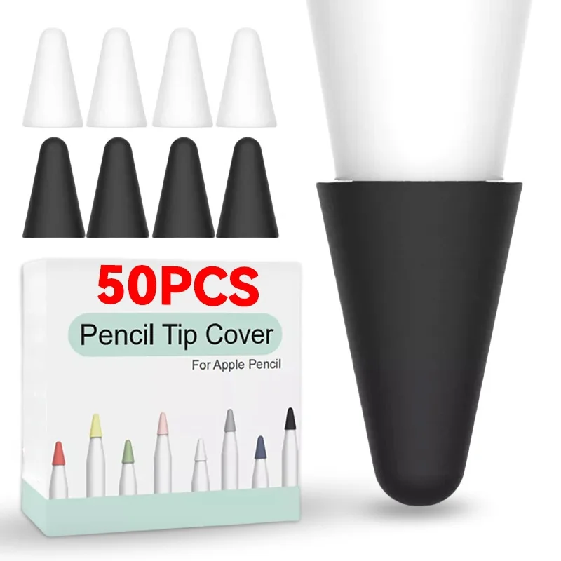 50/1 pçs capa de silicone para apple lápis ponta caso para apple lápis 1st 2nd gen nib protetor cobre usb c stylus caneta ponta boné