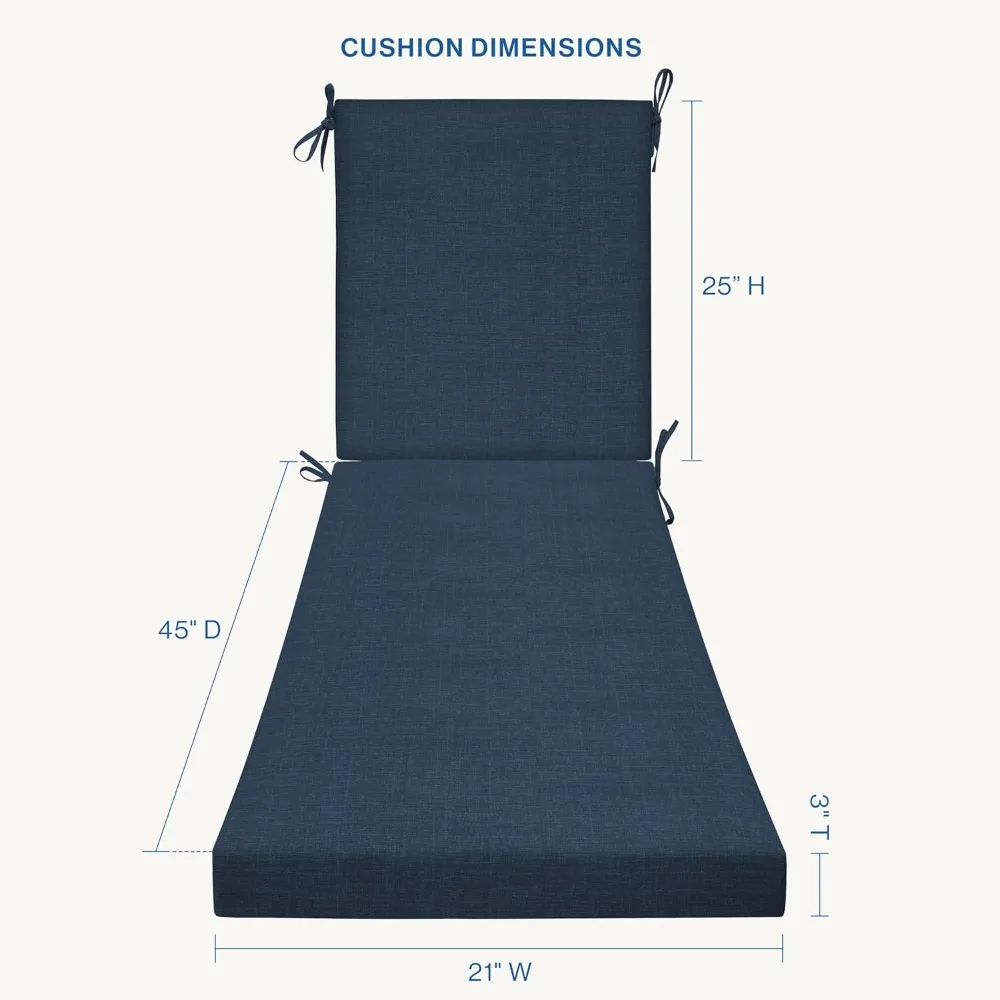 كرسي استرخاء أساسيات خارجية على شكل قرص العسل، مقاس 21 × 70، وسادة كرسي هامبتون كحلي لأثاث الفناء #6