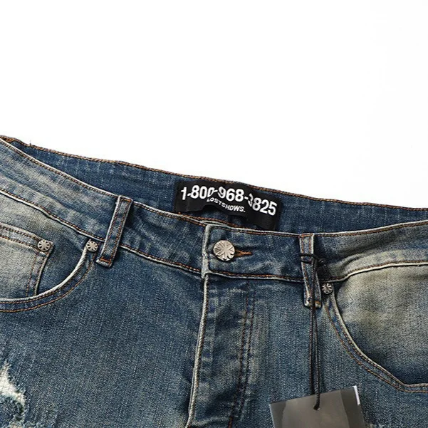 LOSTSHDWS 2025 New INS High Street Casual Men's Fashion Slightly Flared Denim Pants with Distressed Holes