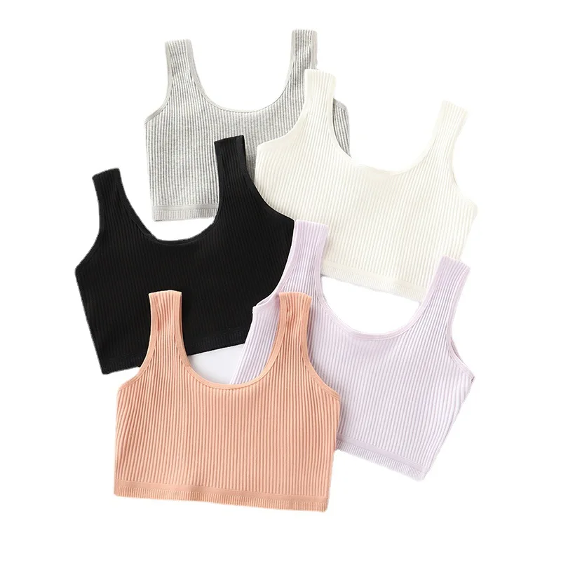 

2Pcs/lot Girls Bra Kids Cotton Comfort Bras Baby Girl Solid Colors Top Child Casual Underwear For Girls Clothes For Teens Sports