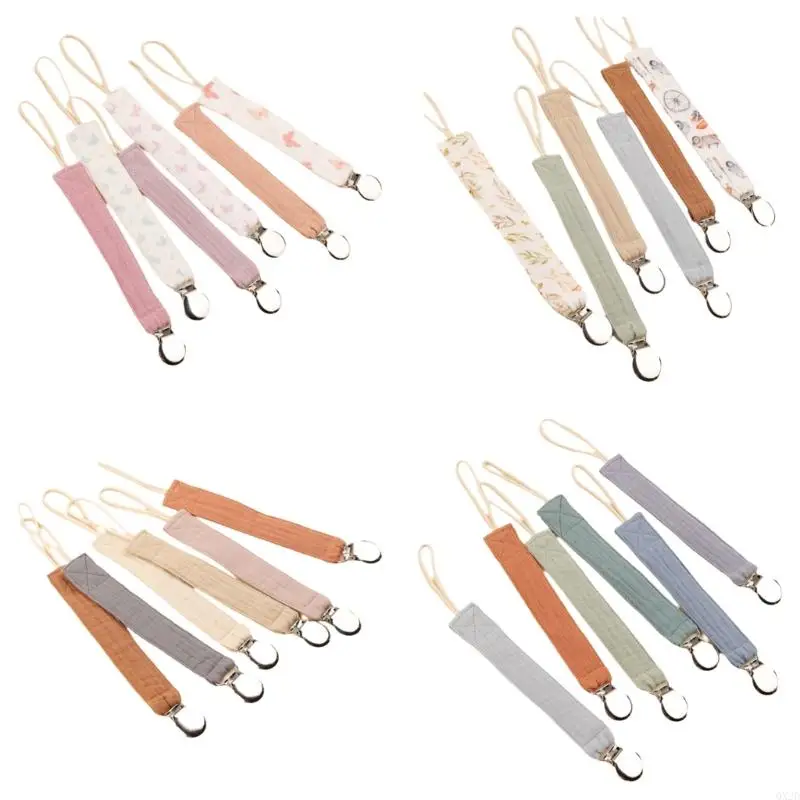 

QX2D 6Pcs Cotton Teether Pacifier Strap Baby Clip Soother Strap Teether Holder