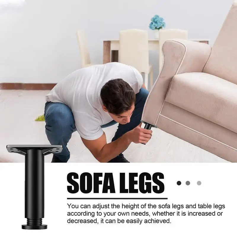 Metal Furniture Legs Sofa Legs Cabinet Couch Replacement Sofa Legs Adjustable Height Heavy Duty Replacement Sofa Legs for Bed