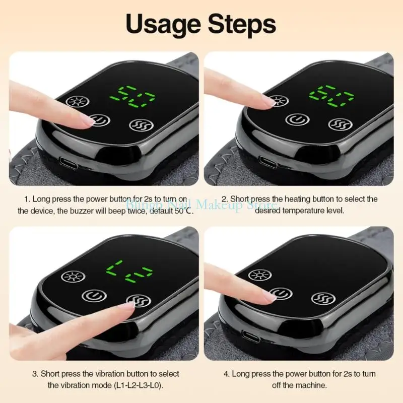 28TA Heated Shoulder Brace Heat Therapy Vibrations 1800mAh Battery 5Adjustable Warmth Levels Portable Neck Solution