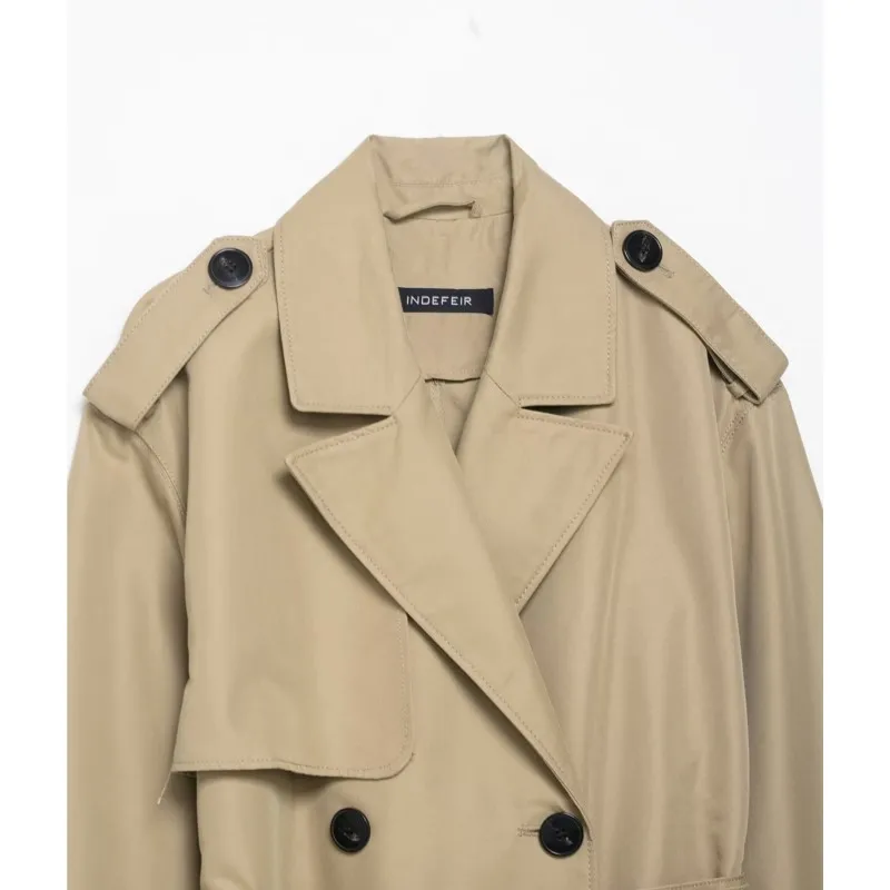 Trench-Coat Long avec ceinture pour femmes, automne décontracté, Double boutonnage, col à revers, manches longues, coupe-vent, vêtements d'extérieur chics pour femmes