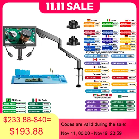 TOMLOV 10 전자 납땜 용 3D 디지털 현미경 2000X 자기 듀얼 렌즈 3K 비디오 코인 현미경 플렉스 암 수리 매트 TOMLOV 10 전자 납땜 용 3D 디지털 현미경 2000X 자기 듀얼 렌즈 3K 비디오 코인 현미경 플렉스 암 수리 매트