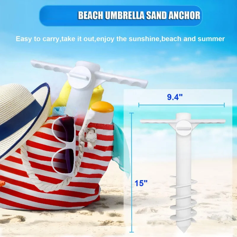 Beach Umbrella Sand Anchor Heavy Duty Umbrella Base With 5 Spiral Threads Universal Fit For Most Beach Umbrellas White image 4