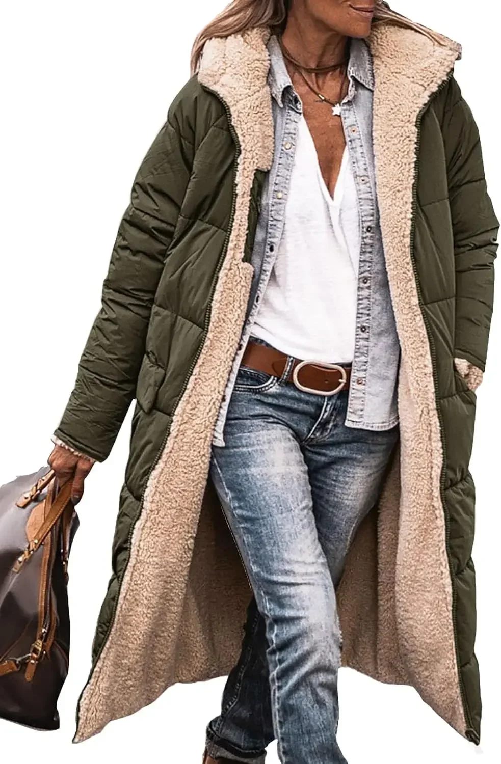 Women's 2024 Winter Fashion Clothes Oversized Shearling Fleece Long Coats Jackets