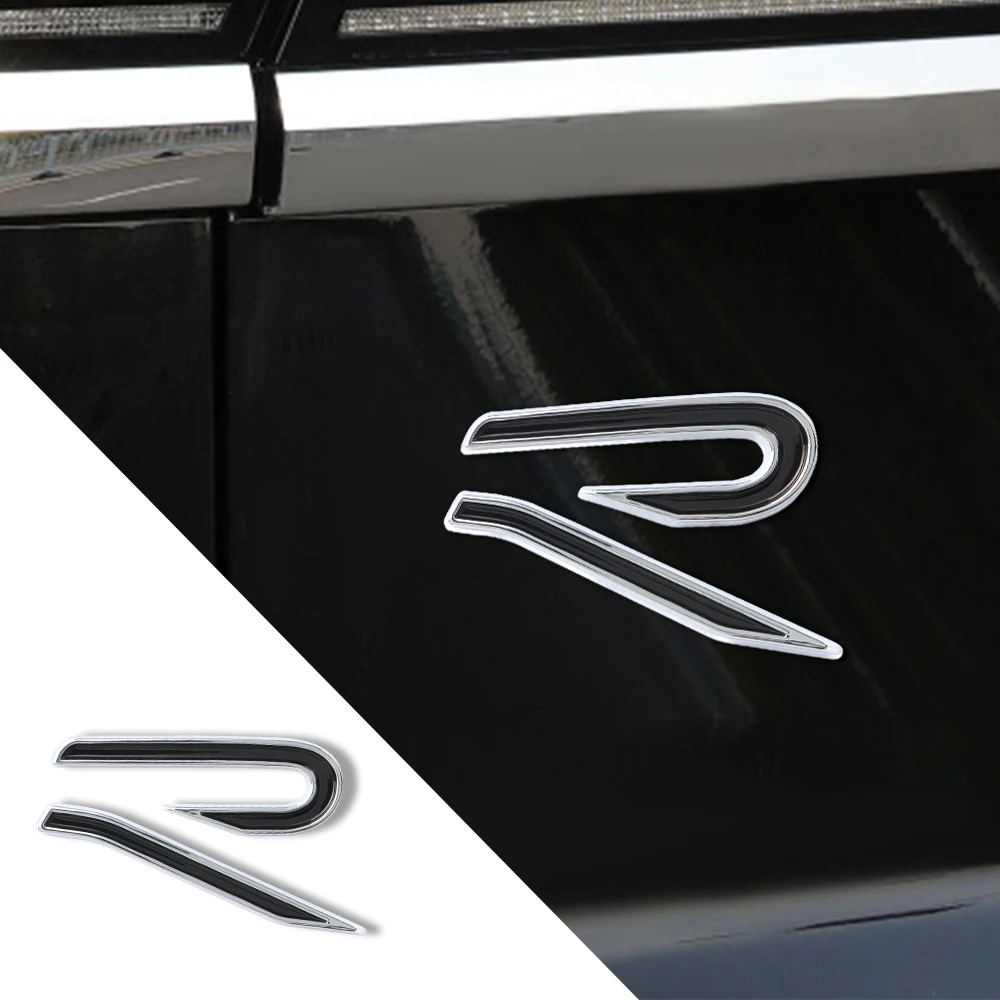 1Pcs Car Styling New R Logo Sticker Side Body Fender Trunk Decorative ABS Sticker For Volkswagen Polo Golf Rline Jetta Tiguan B6