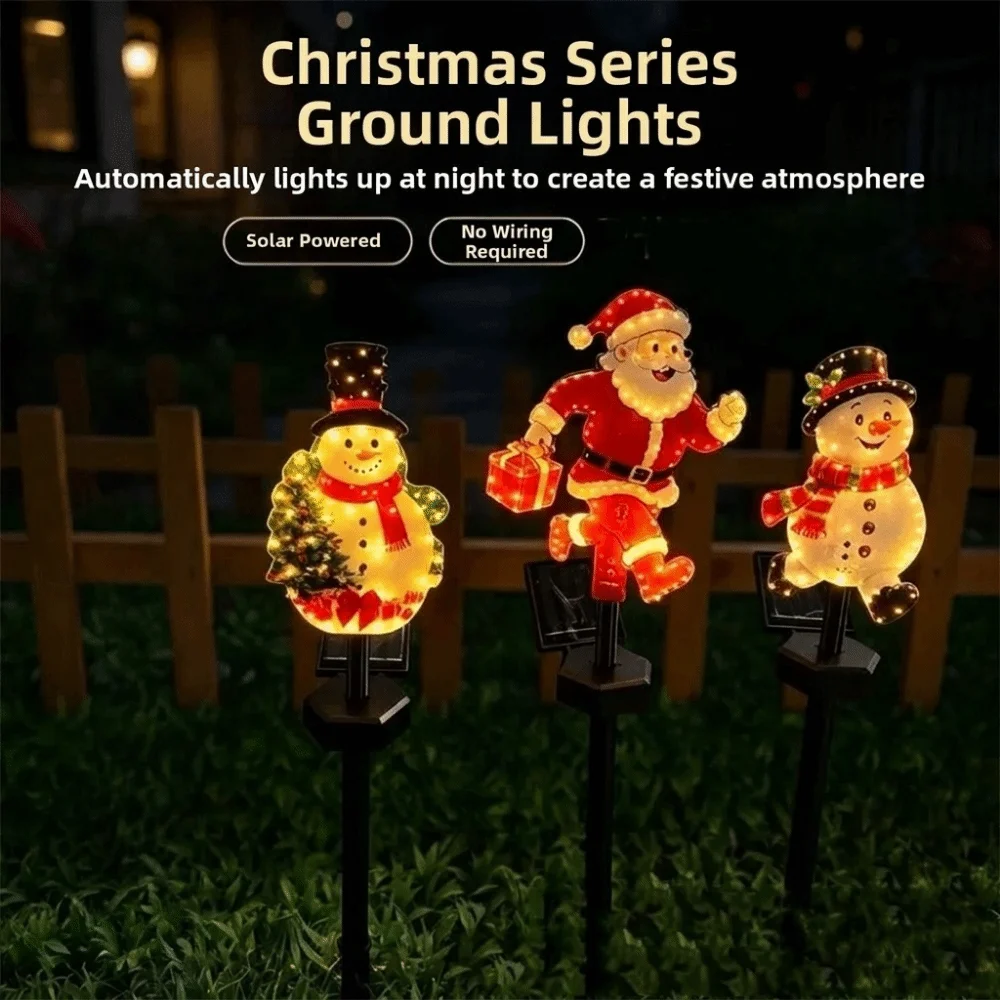 Solar Powered Christmas Solar Light Snowman Santa Claus Santa Claus Pathway Lights Waterproof Weatherproof
