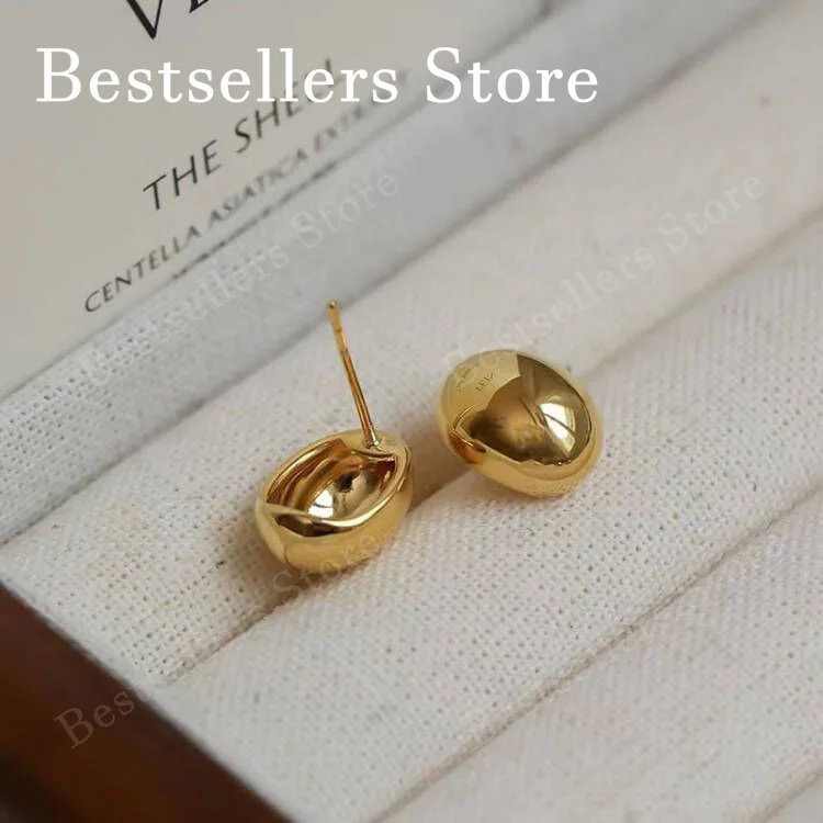 

2026 New 925 Sterling Silver/Gold Smooth, Full Round Earrings Fashion Women's Jewelry Charm Wedding Party Gift