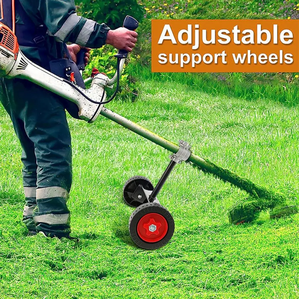 

Iron Support Frame Lawn Mower Support T-shaped Lawn Mower Auxiliary Wheels Walk Behind Trimmer For Weed Trimmer Grass Cutter