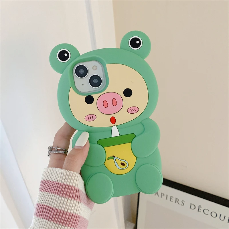 

Cartoon Animal Cute Pig Soft Silicone Case for IPhone 13 12 14 15 Pro Max 11 14Pro IPhone15 13Pro 15Pro IPones Protective Cover