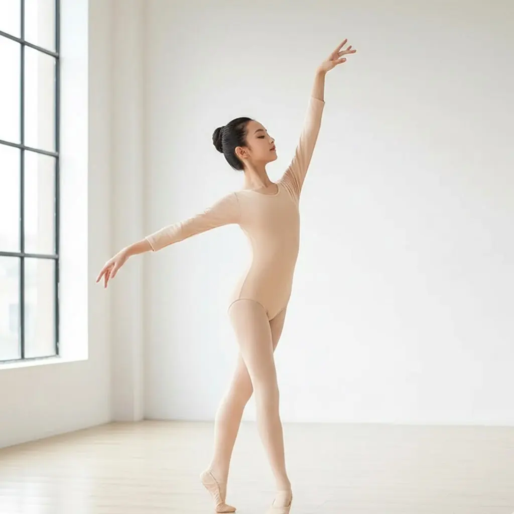 

Детский облегающий топ для балетных тренировок - телесного цвета, белая танцевальная одежда для девочек, наряд для выступлений