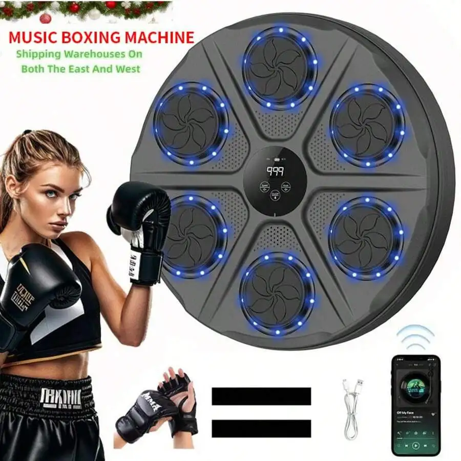 Music Boxing Machine With Gloves,Adult Smart Wall-Mounted Boxing Machine,Boxing Training Machine,Boxing Workout Equipment,High-Q
