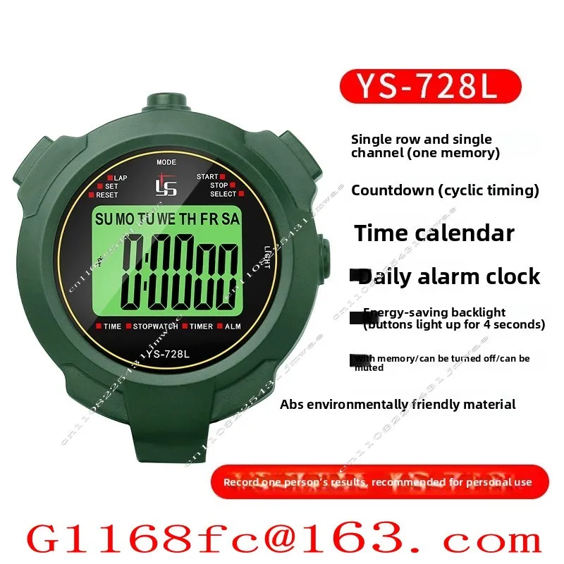 Professional 3-Row 100-Lap Memory Stopwatch, 0.01s Precision with Alarm Calendar, for Sports Training