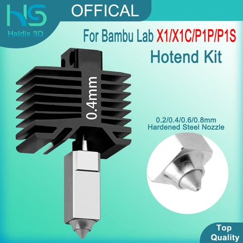 Hotend mejorado para Bambu Lab X1/X1C extremo caliente para Bambulab P1P/P1S boquilla de acero endurecido 0,2/0,4/0,6/0,8mm piezas de impresora 3D