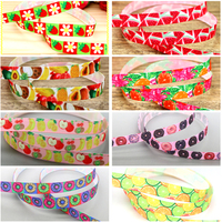 DHK 3/8'' 5yards Fruit Cupcake Strawberery watermelon Printed Grosgrain Ribbon Accessory Hairbow Collar DIY Decoration 9mm C1830