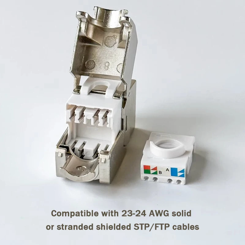 Linkwylan RJ45 Cat6a Keystone Jack STP Gereedschapsvrije afgeschermde koppeling 180 graden type Tolloze zinklegering Module Adapterkoppeling