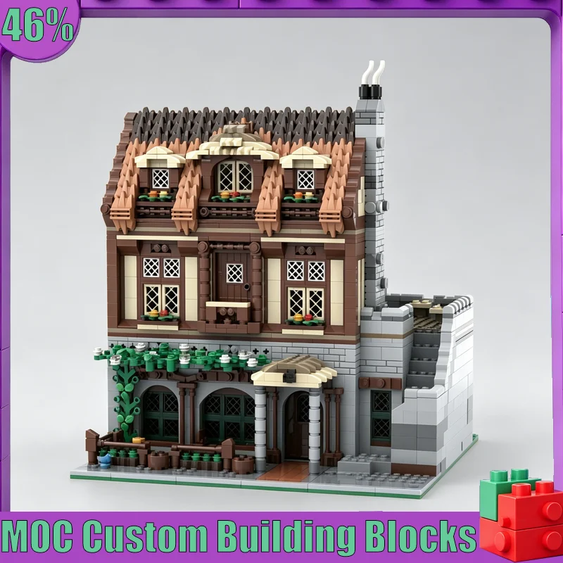 

2586PCS MOC Medieval Inn Building Model Custom Puzzle Architecture DIY Assembly Toy Creative Historical Collection Display Gift
