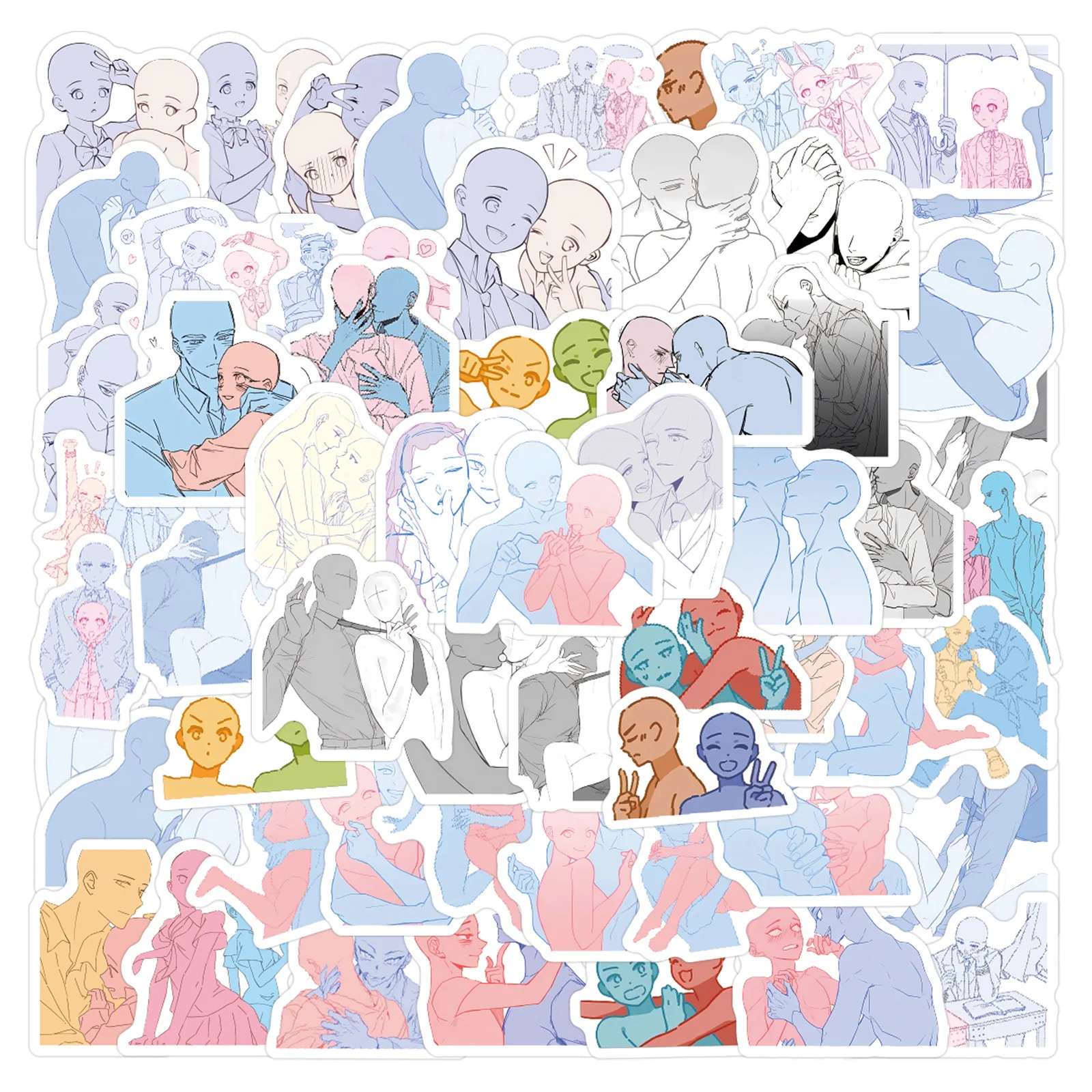 

10/30/50/105Pcs Double CP Line Drawing Graffiti Decorative Stickers DIY Guitar Phone Laptop Suitcase Water Cup Skateboard