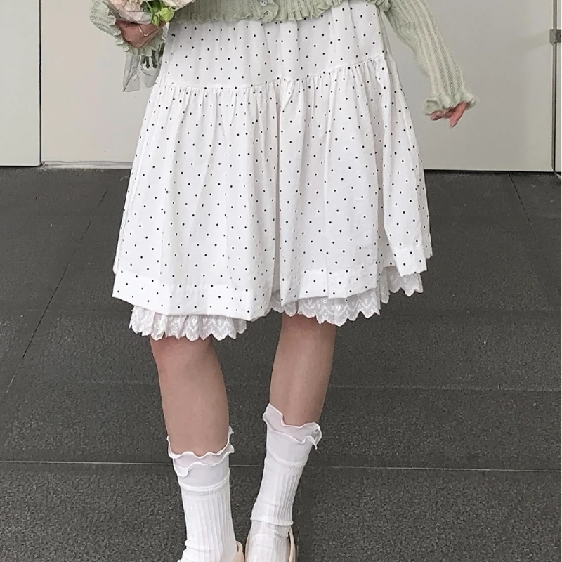 

2026 New Summer Girl's Wave Point Lace Lace High Waist Cake Skirt for Women