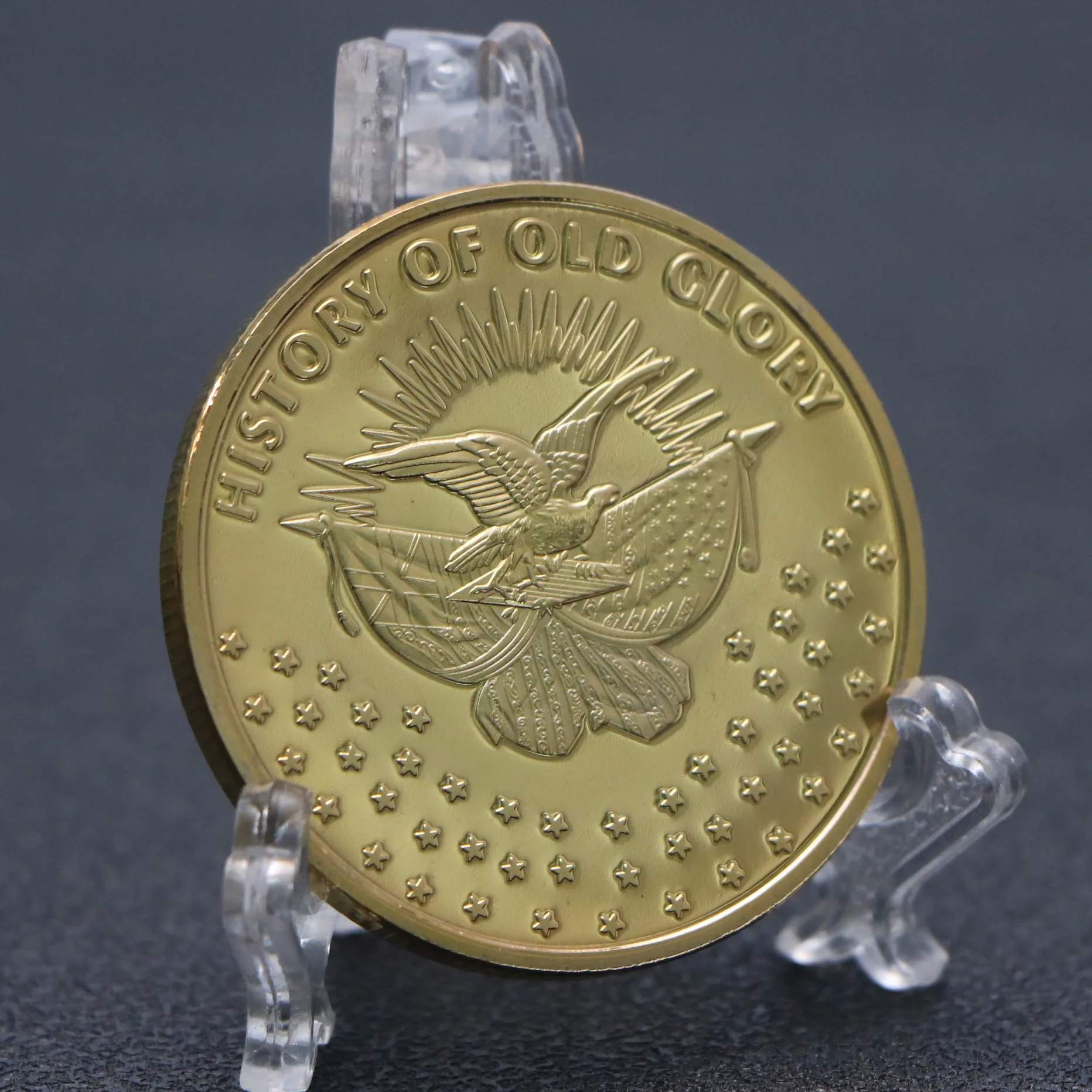 United States Betsy Ross Flag Souvenir Coin History of Old Glory Gold Plated Commemorative Coin