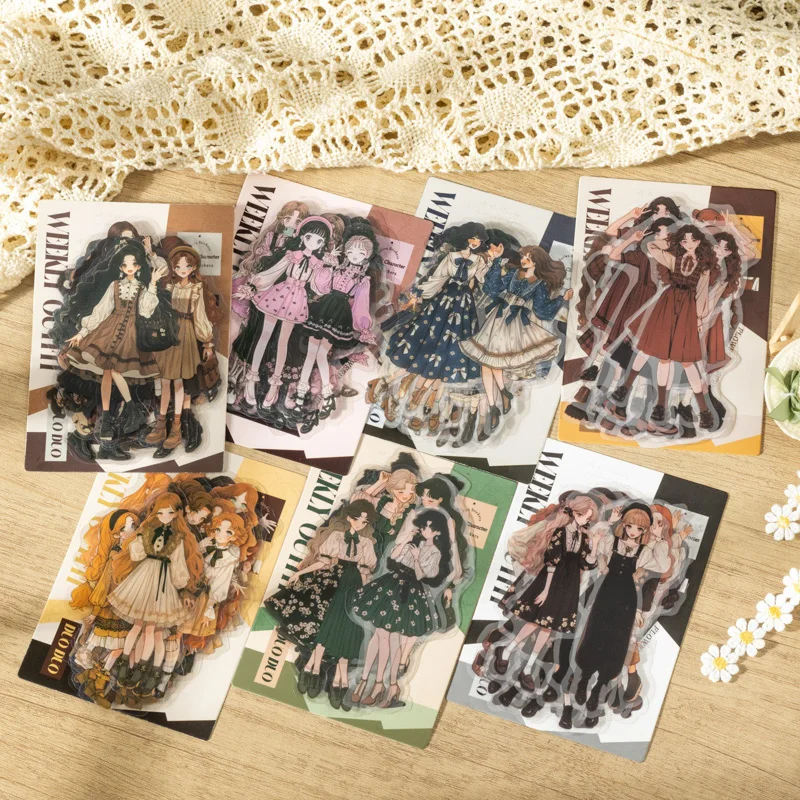 

7 упаковок/лот, серия еженедельных нарядов Dodo, милые ретро-декоративные наклейки для домашних животных