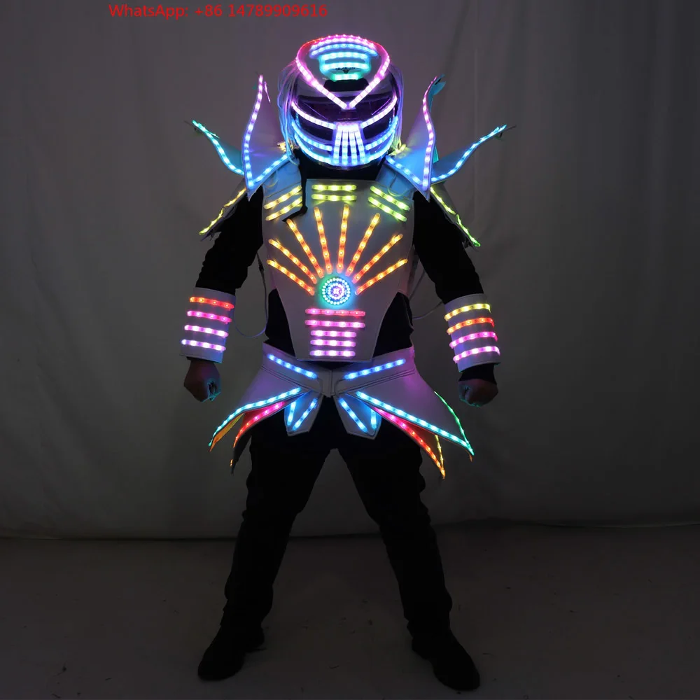 LED Luminous Robot CostumeFull Color LED Robot Suit Party Peorce Wears Armor Coloul Light Mirror Clothe Club Show Outfits He