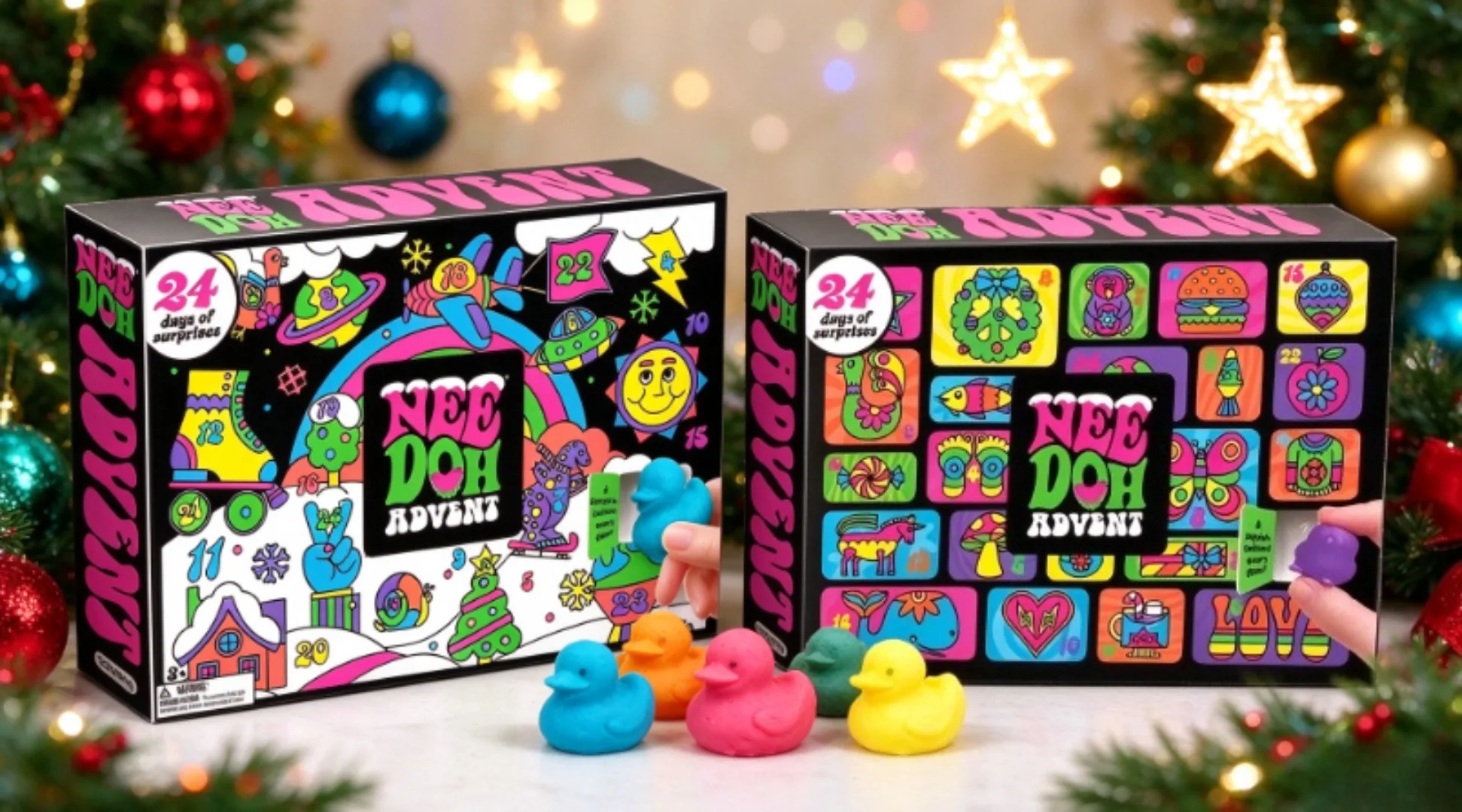 NeeDoh Advent Calendar Fidget Toy Set 3D PVC Doll Christmas Countdown Blind Box Stress Relief Toy Christmas  Stuffer Party Favor