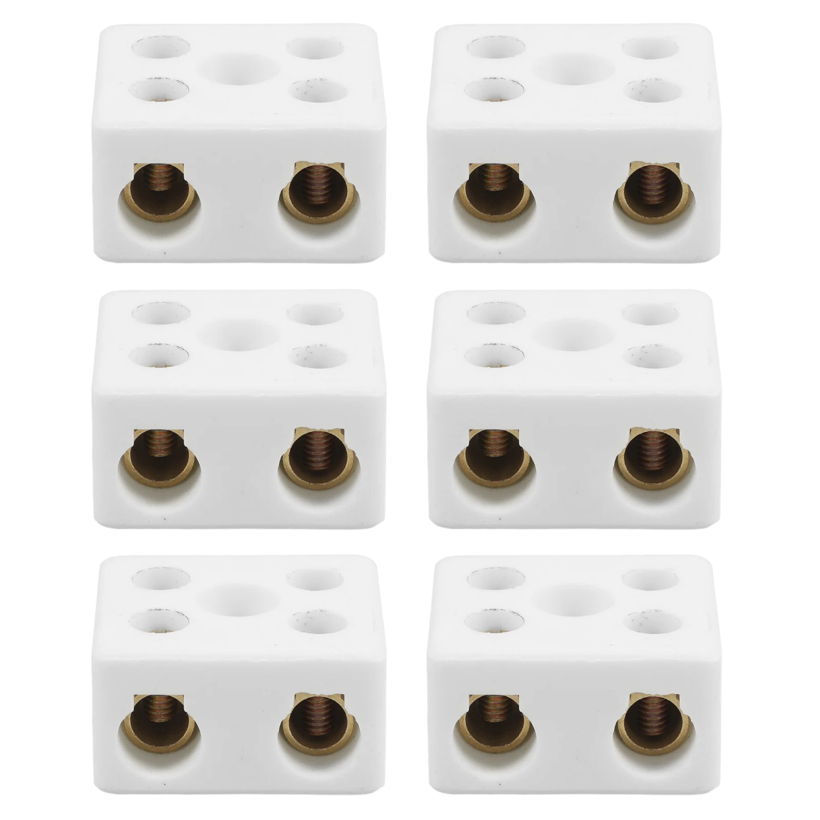 

6pcs Terminal Block Electrical Connector Ceramic Insulator High Temp Dual Row Two Position Wire Connectors Stable Transmission
