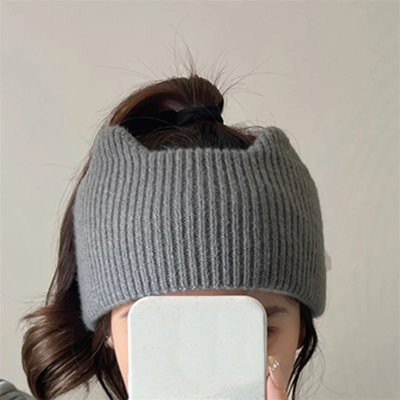 Elastic Sweet Cat Ears Headband Winter Warm Knitted Women Cute Korean Hair Bands Face Washing Wide-brimmed Sports Hair Wrap