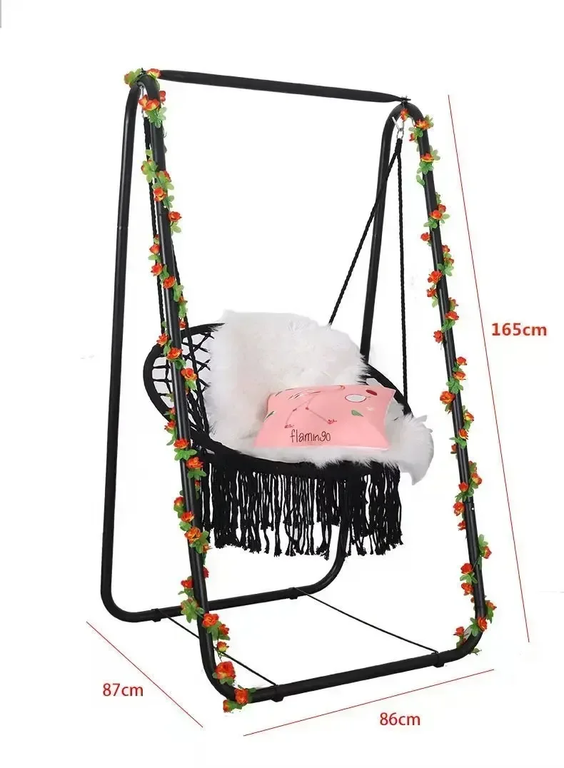 165cm Outdoor and Indoor Rope Hanging Chair Swing Seat Nordic  Dormitory Garden Hanging Hammock Patio Chair Swing