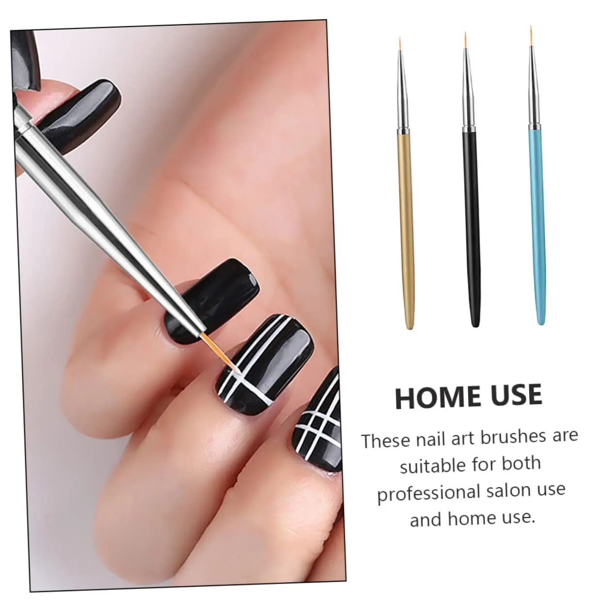 YIKOOLIN 3Pcs French Stripe Nail Art Ultra-thin Painting Brush Set 3D Tips Line DIY Drawing Pen UV Gel Brushes Manicure Tool