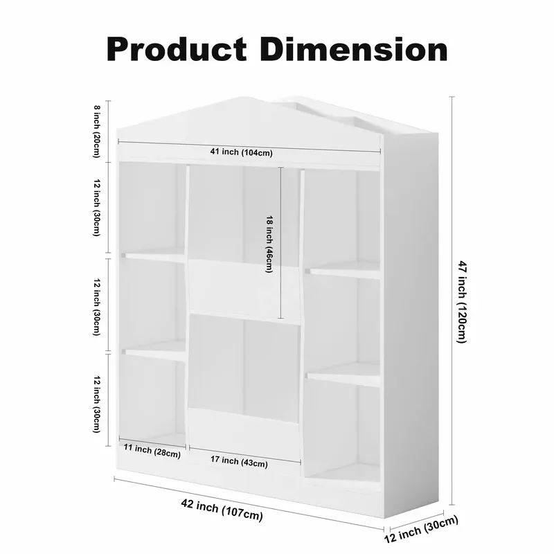 White Wooden Bookshelf Cartoon Castle Design Storage Rack for Kids Room Toddler Daycare Toy Locker School Furniture