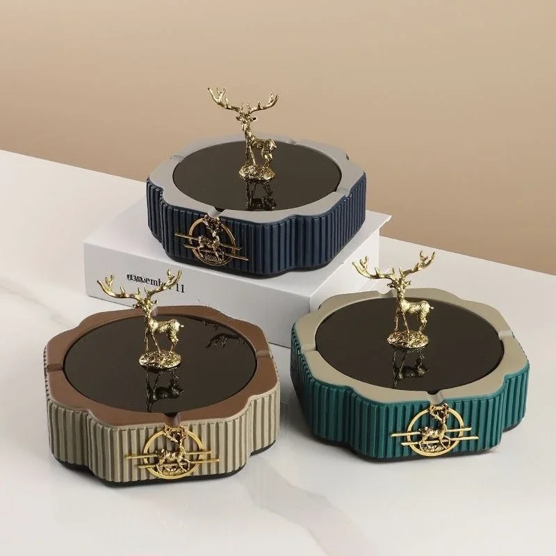 

Light luxury simple ash tank, covered anti-jewelry ornament