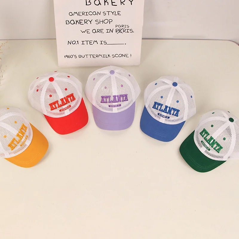 

Summer Fashion Mesh Baseball Cap Letter Cotton Hat Children's Breathable Sun Hat For Boys Girls Outdoor Trucker Hip Hop Caps