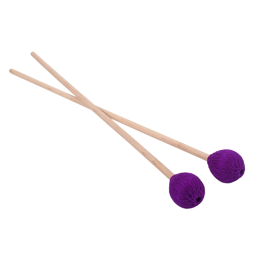 

2pcs Wool Felt Head Drum Mallet Purple Wooden Non Yellowing Durable Percussion Instrument Accessories Bass Drum Stick