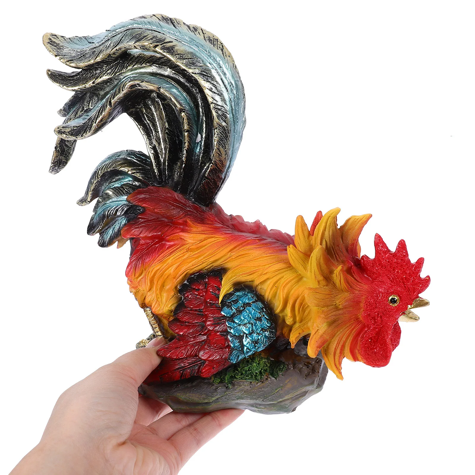 

Rooster Ornament Farm Animal Figurines Ornaments Garden Simulation Resin Chicken Sculpture Decorative