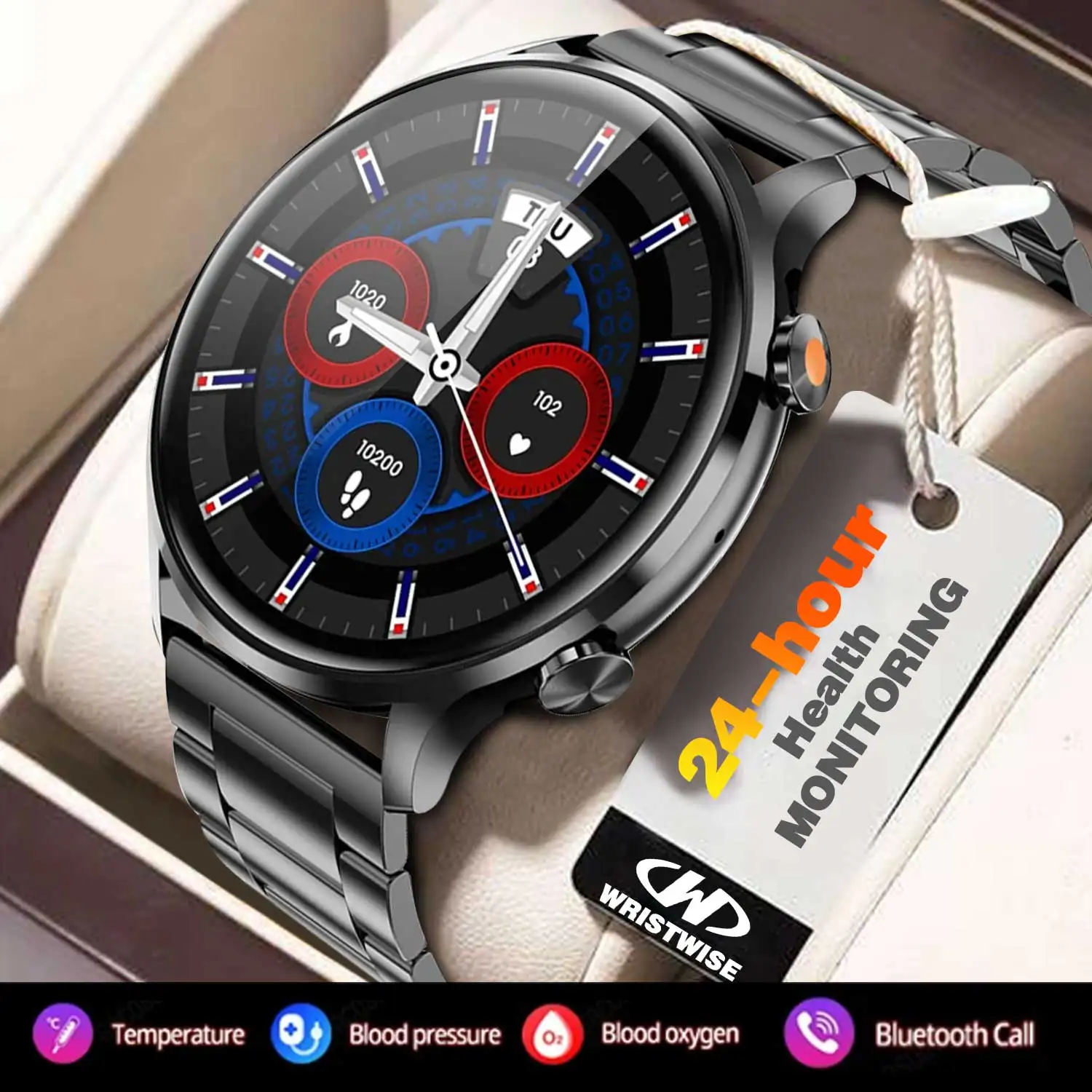 Men's wristwatch clock smart call watch exquisite case for all-day health monitoring Men's and Women's smartwatch 260mah battery