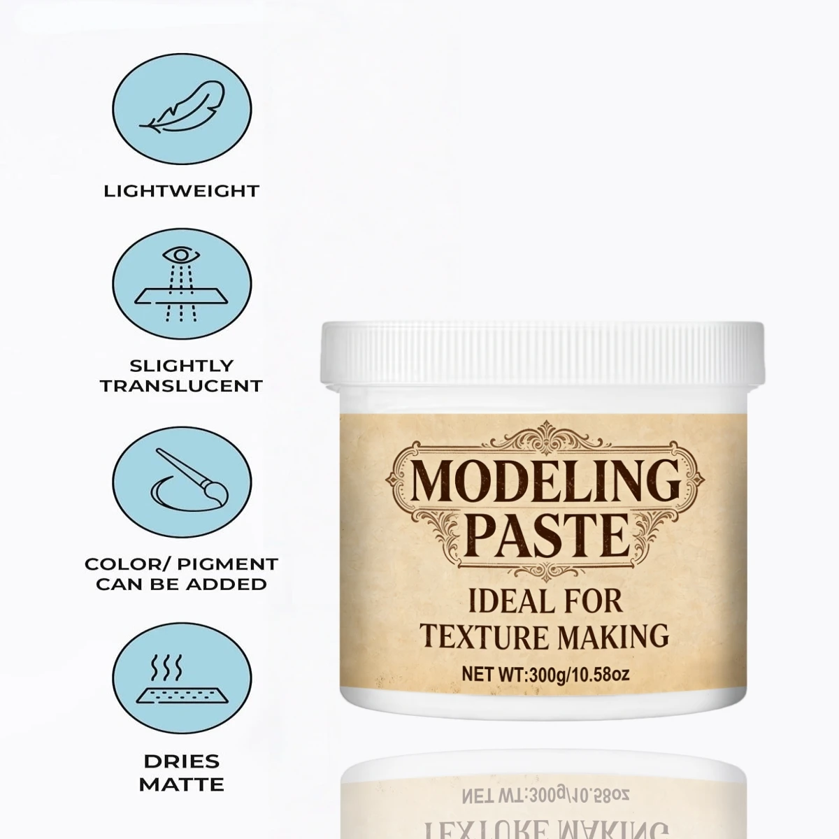 300g White Modeling Paste, Includes 5 Piping Bags, Ideal for Sculpting and Line Drawing, Perfect for Artistic Creation.
