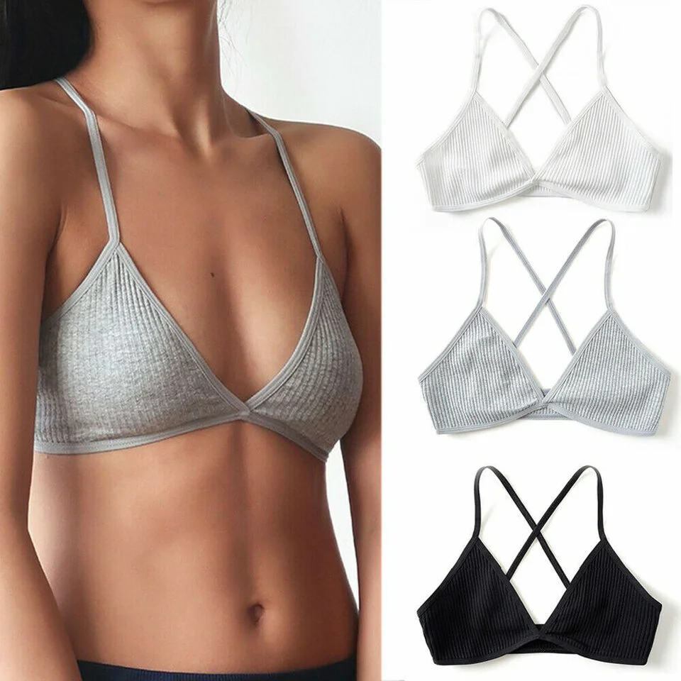 Women Teens Seamless Sexy Cotton Bras V Thin Bralette Triangle Cup Bra Cross Tops Beauty Back Sport Underwear Wireless Lingerie