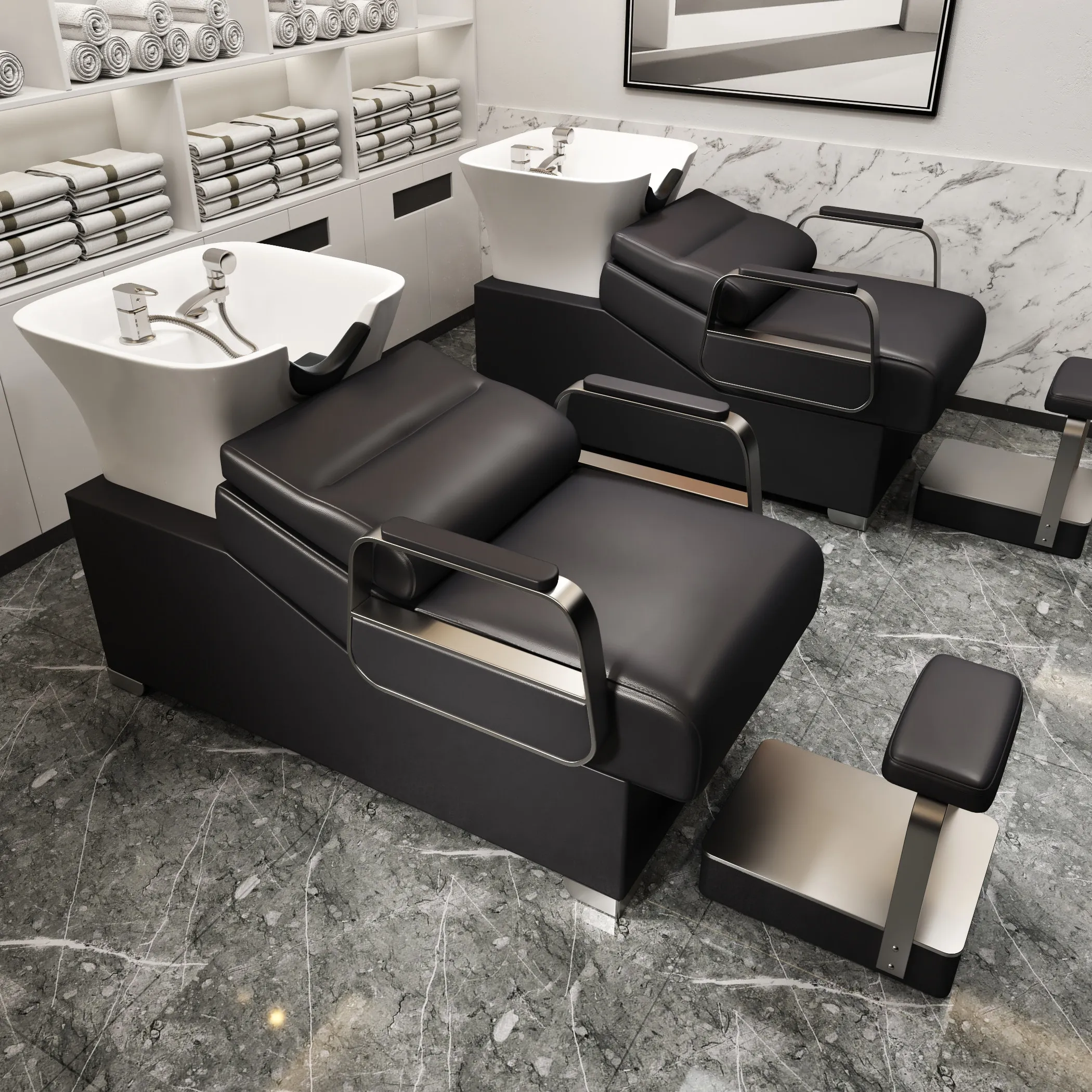 Ceramic Basin Shampoo Bed Living Room Elegant Modern Barber Equipment Shampoo Bed Cosmetology Meubles De Salon Beauty Showcase
