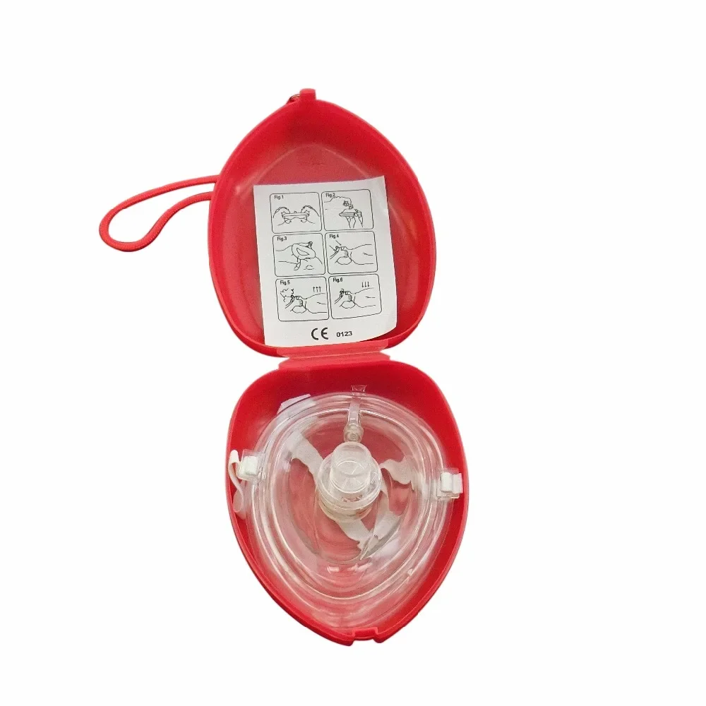 2pcs/lot Outdoor First Aid Red Big Box CPR Face Shield Artificial Respiration Mouth to Mouth Breathing Rescue Mask One Way Valve