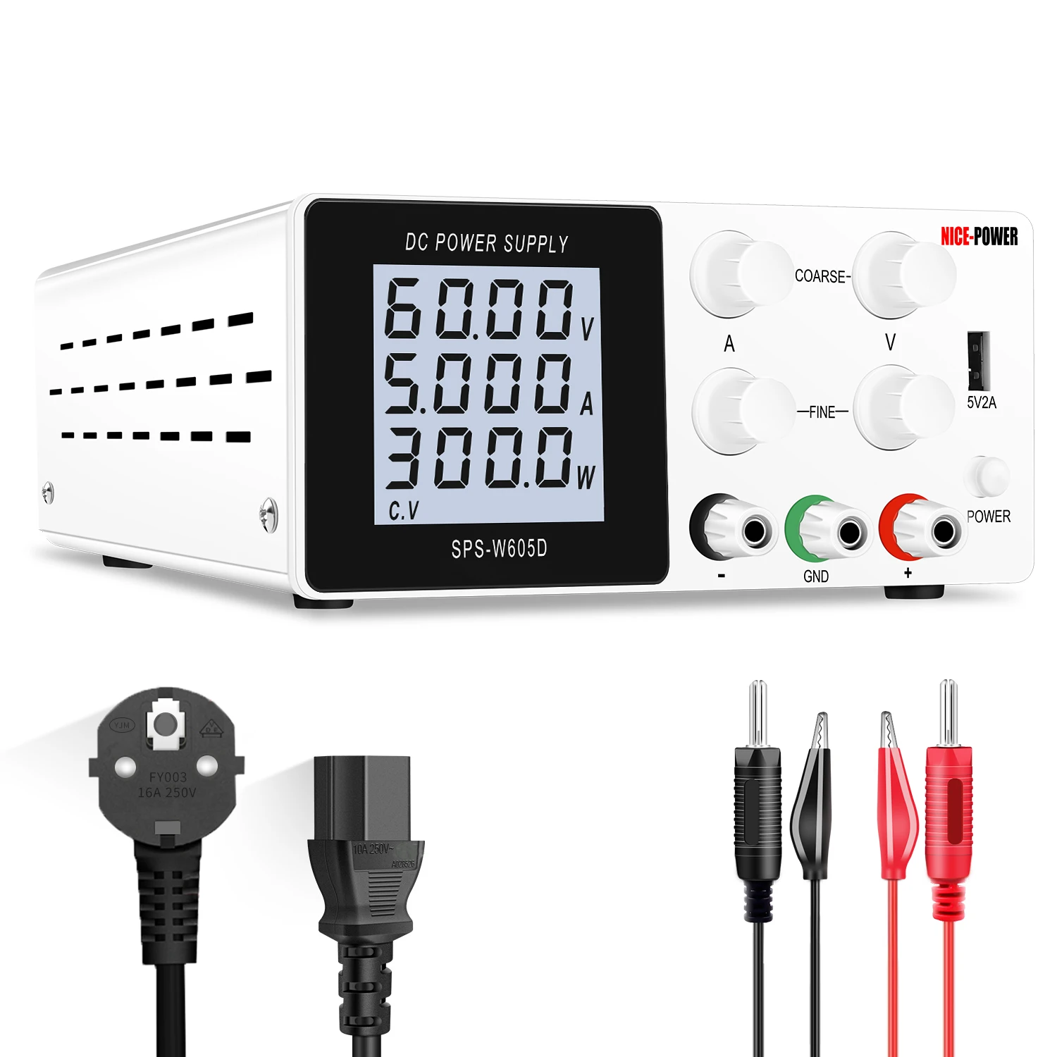 

NICE-POWER SPS-W605D 60 В 5 А цифровой регулируемый источник питания постоянного тока ремонт регулятор напряжения ЖК-дисплей для зарядки аккумулятора